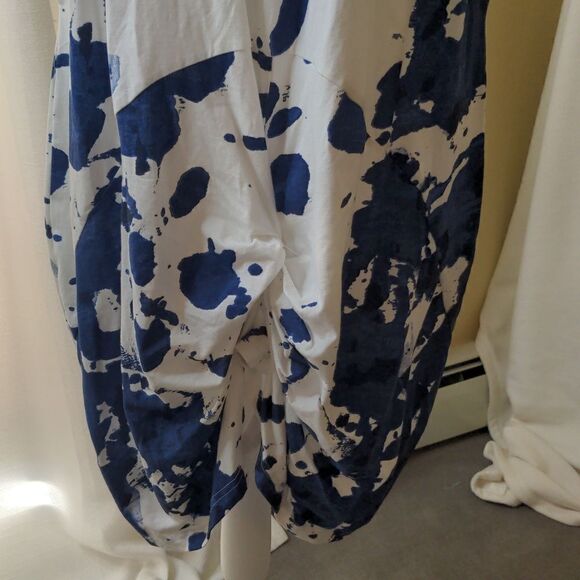 Snapdragon & Twig Small White Dress with Blue Splatter design, NEW - Picture 3 of 12